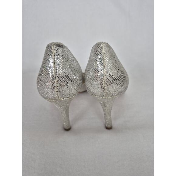 Kate Spade Sage Silver Glitter D'orsay Open Toe Heels Pumps - Picture 6 of 11
